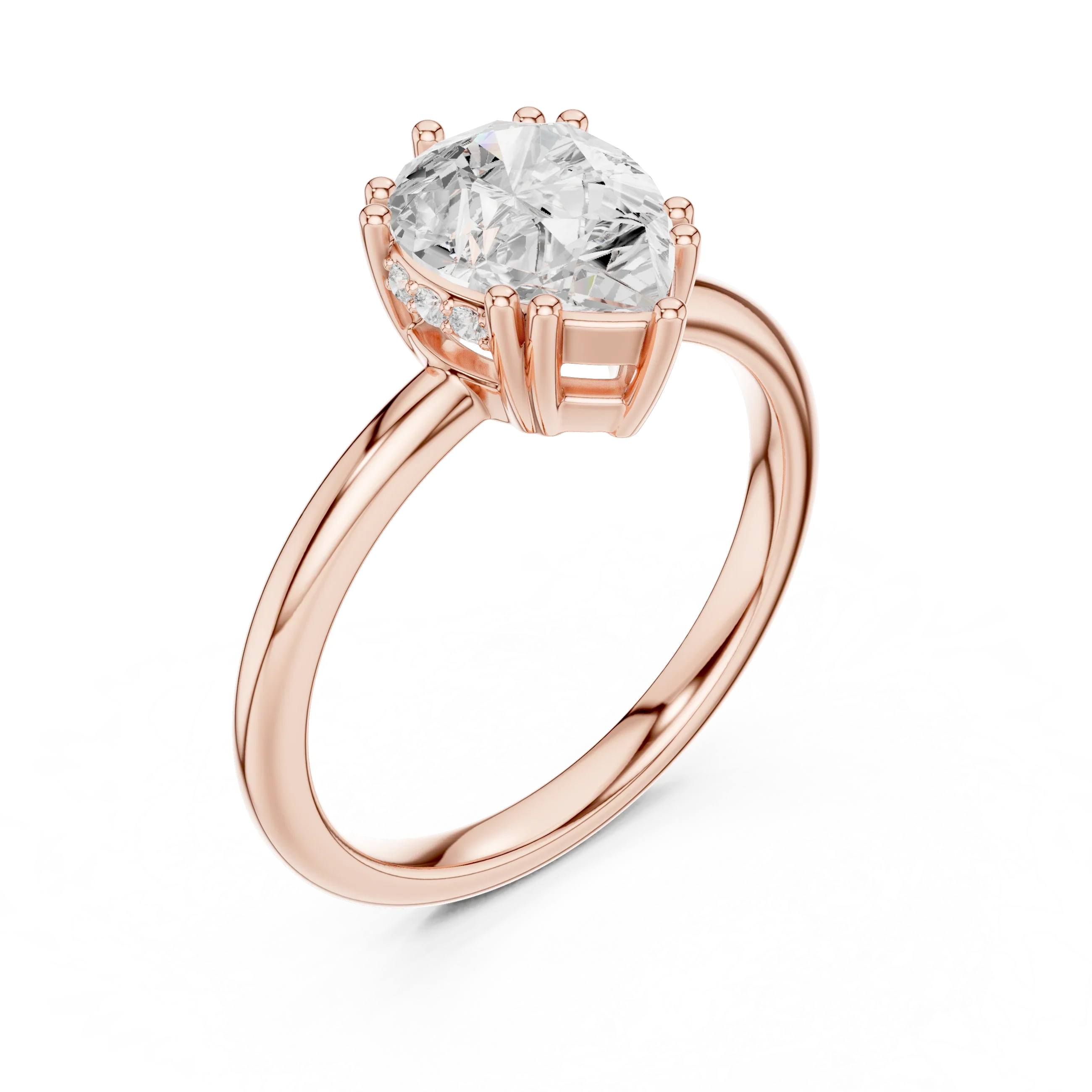 14K Yellow Gold 2.06 CTW Pear Cut Moissanite Hidden Halo Engagement Diamond Ring