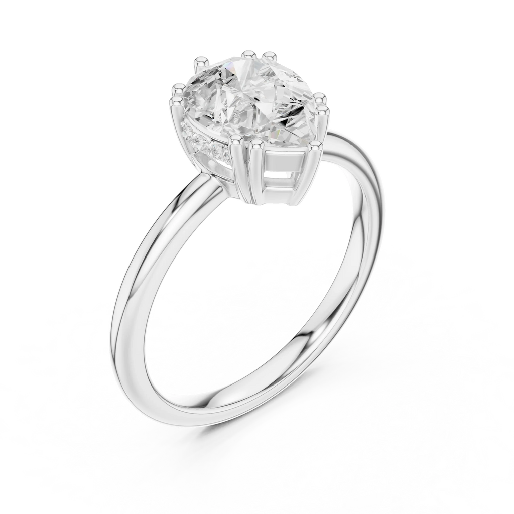 14K Yellow Gold 2.06 CTW Pear Cut Moissanite Hidden Halo Engagement Diamond Ring