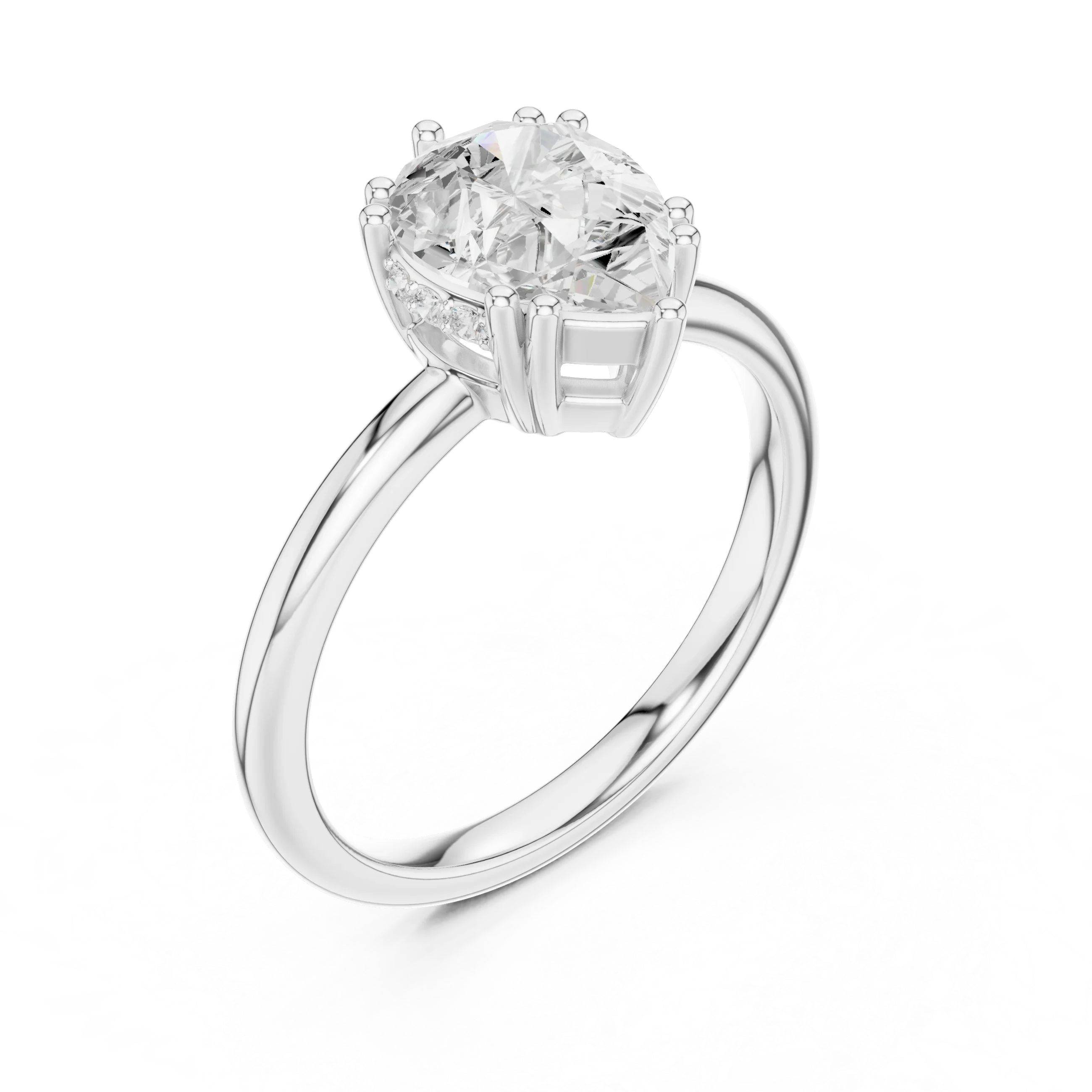 14K Yellow Gold 2.06 CTW Pear Cut Moissanite Hidden Halo Engagement Diamond Ring