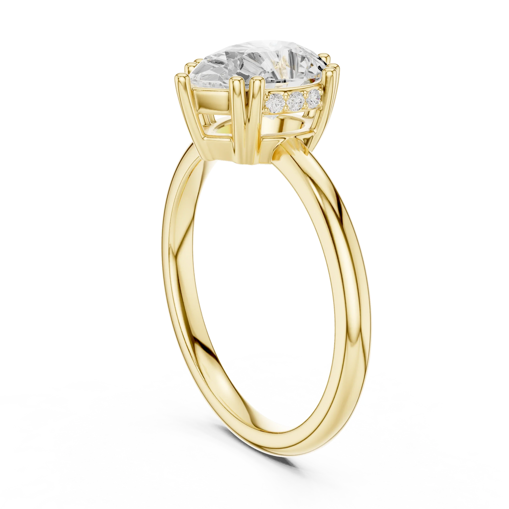 14K Yellow Gold 2.06 CTW Pear Cut Moissanite Hidden Halo Engagement Diamond Ring