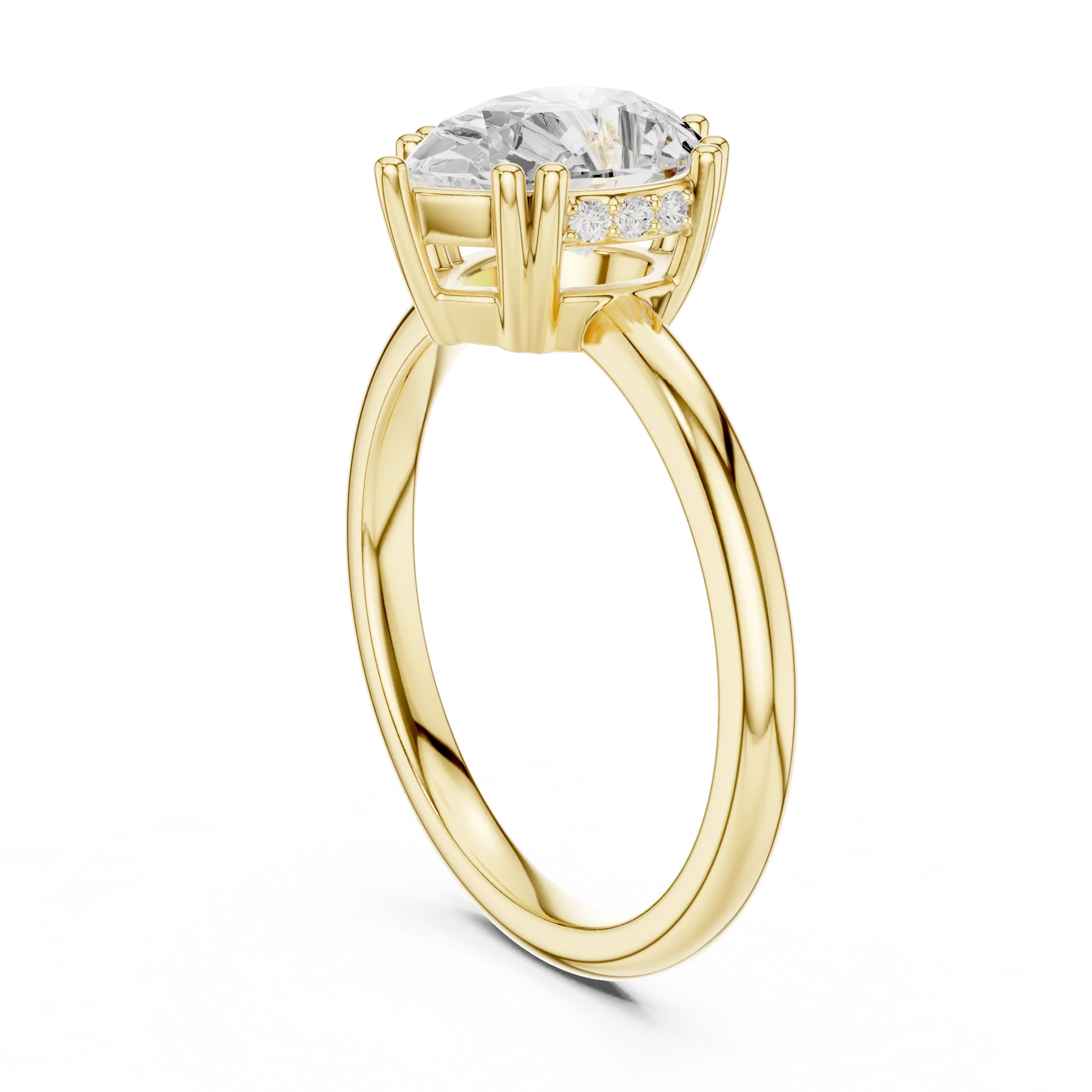 14K Yellow Gold 2.06 CTW Pear Cut Moissanite Hidden Halo Engagement Diamond Ring