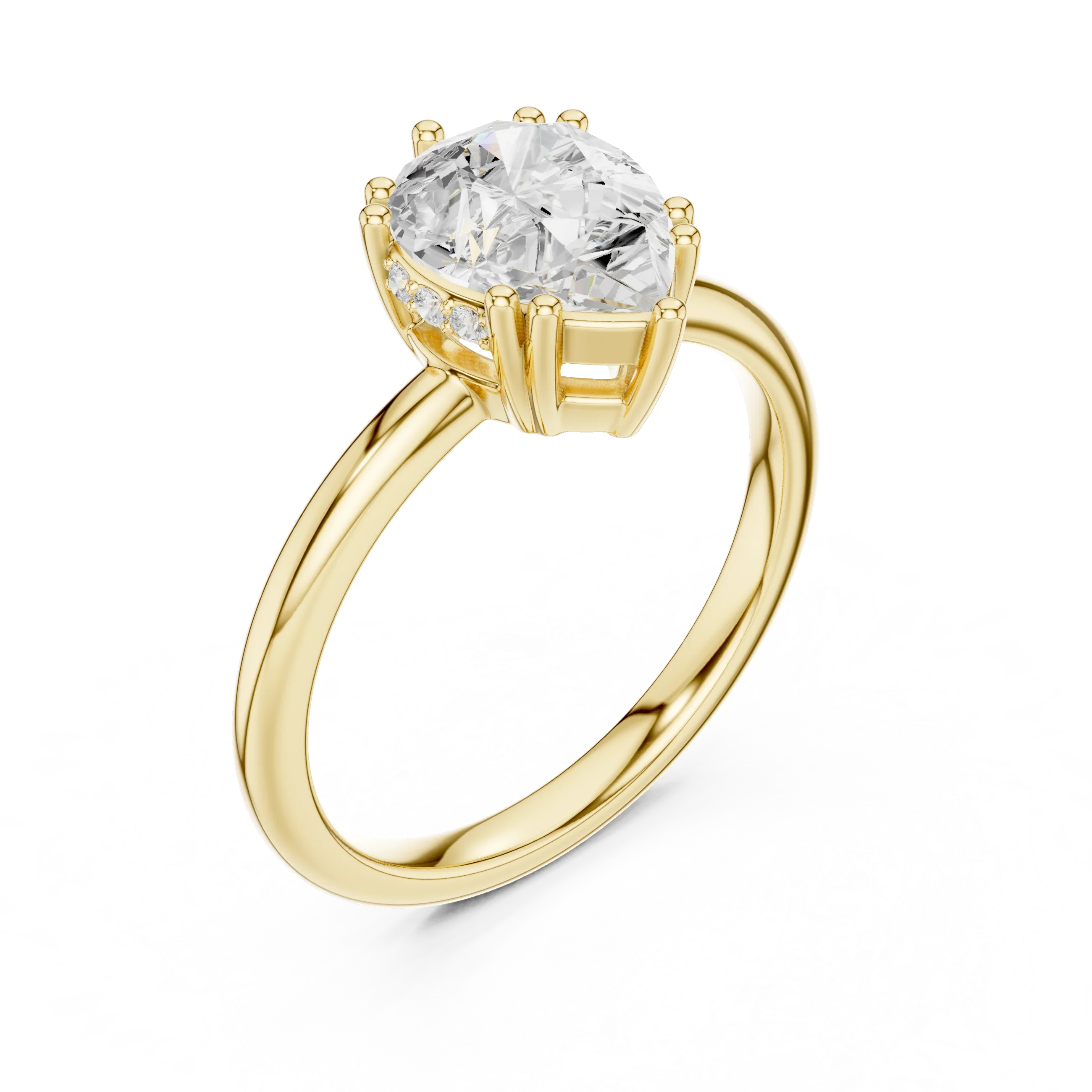 14K Yellow Gold 2.06 CTW Pear Cut Moissanite Hidden Halo Engagement Diamond Ring