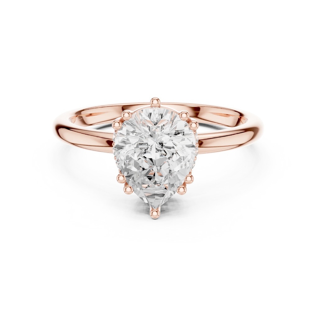 14K Yellow Gold 2.06 CTW Pear Cut Moissanite Hidden Halo Engagement Diamond Ring