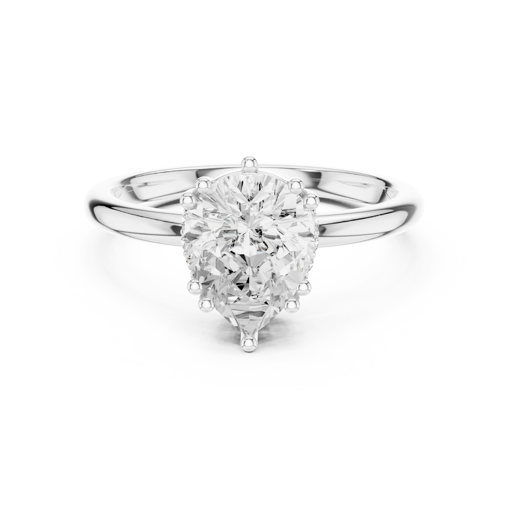 14K Yellow Gold 2.06 CTW Pear Cut Moissanite Hidden Halo Engagement Diamond Ring