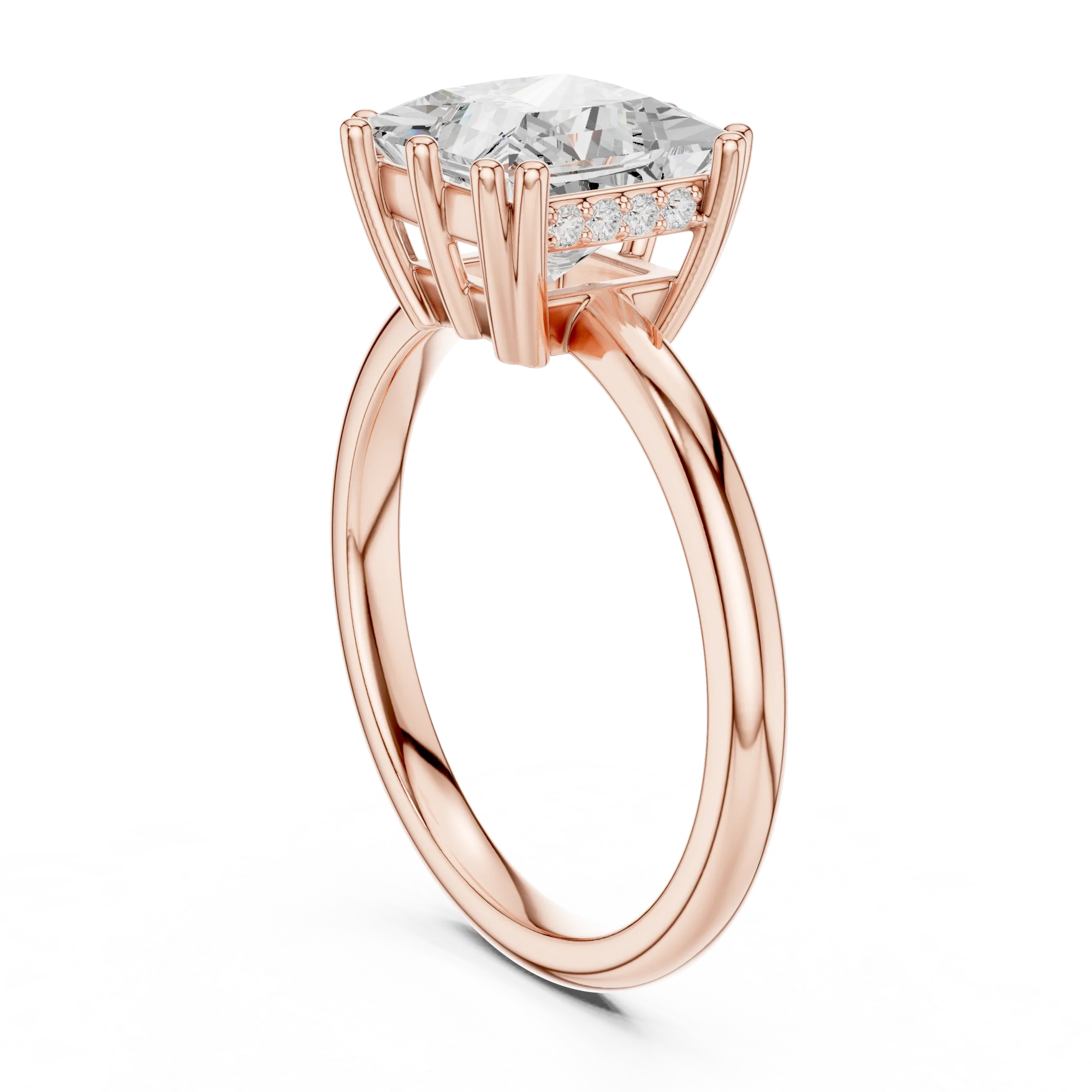 14K Yellow Gold 2.06 CTW Princess Cut Moissanite Hidden Halo Engagement Diamond Ring