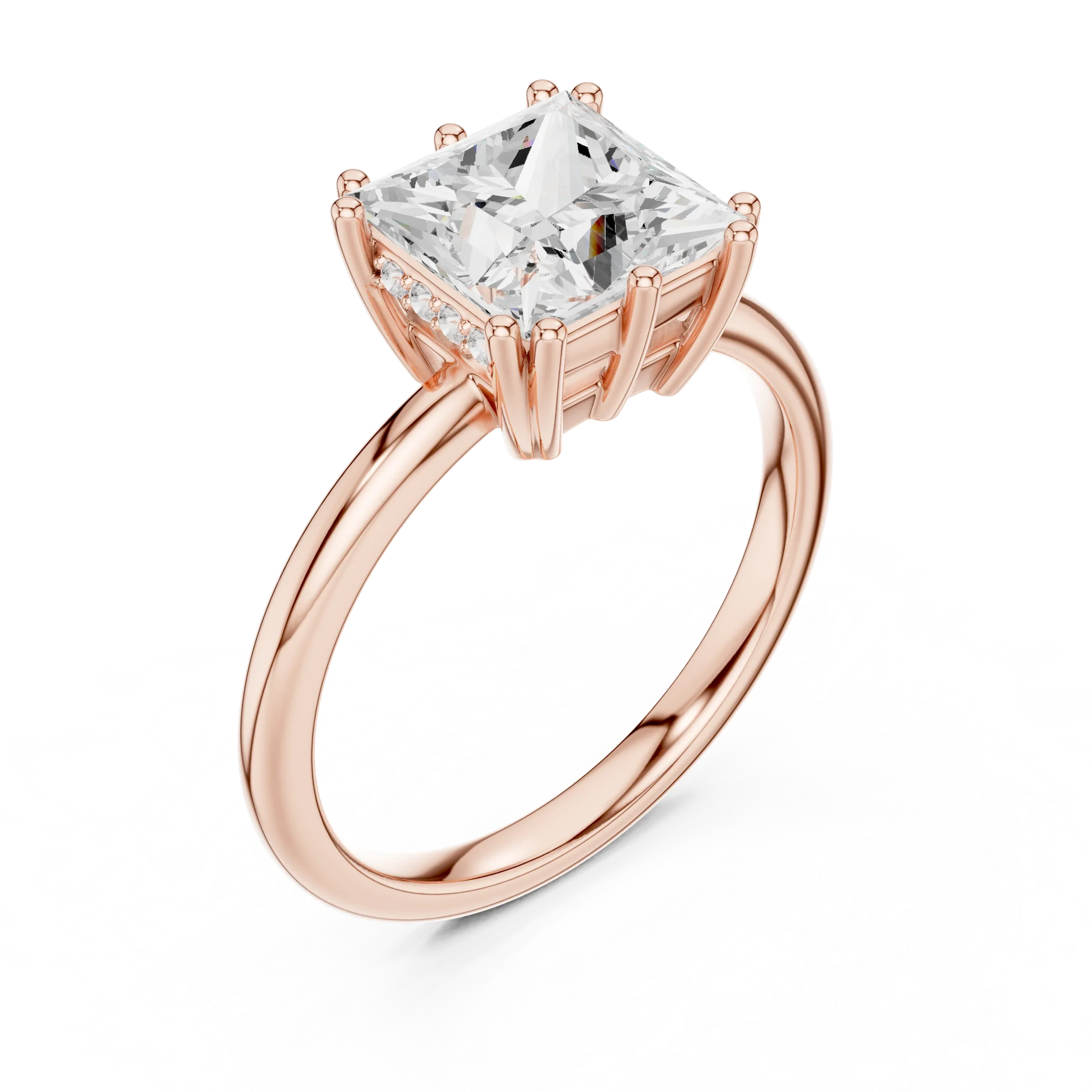 14K Yellow Gold 2.06 CTW Princess Cut Moissanite Hidden Halo Engagement Diamond Ring