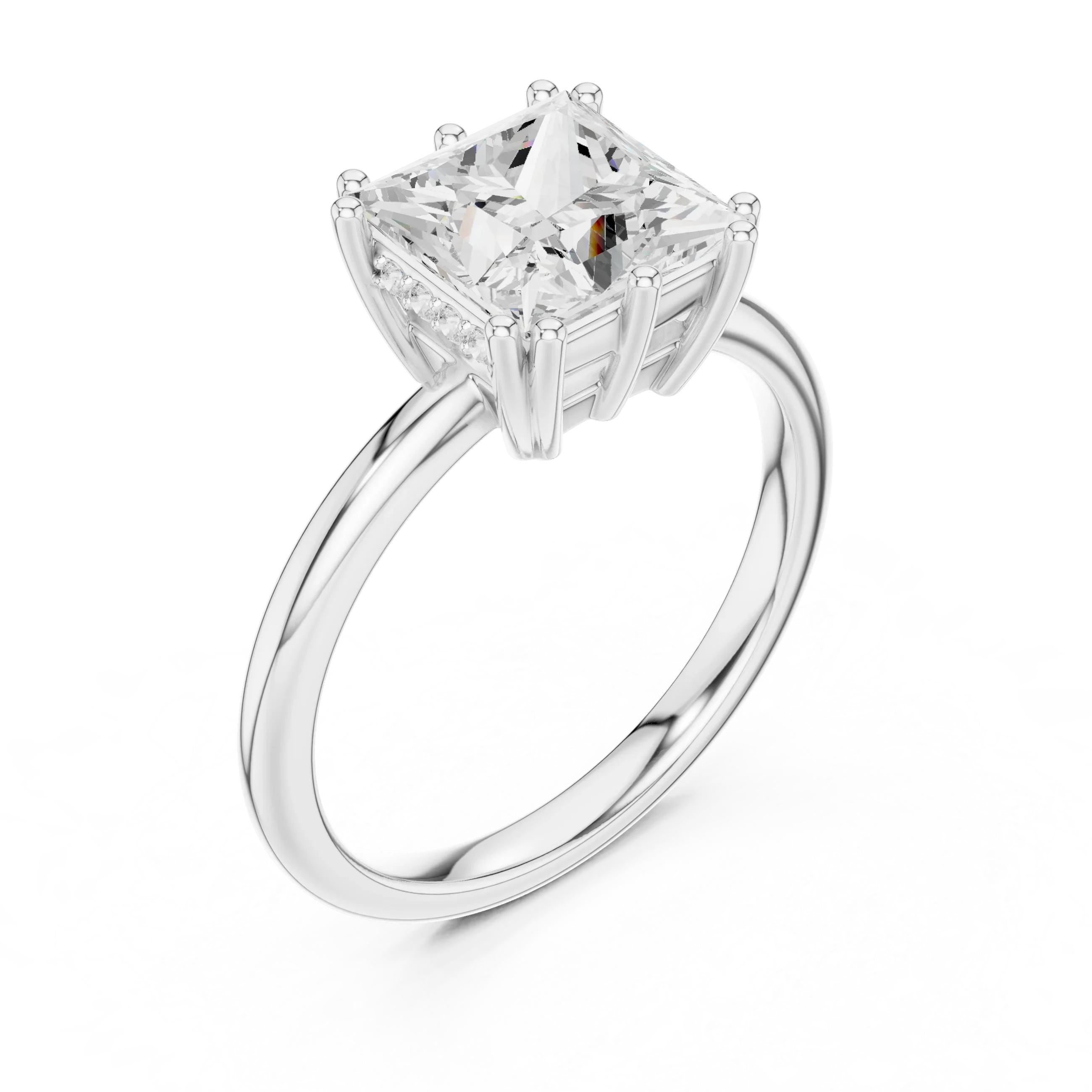 14K Yellow Gold 2.06 CTW Princess Cut Moissanite Hidden Halo Engagement Diamond Ring