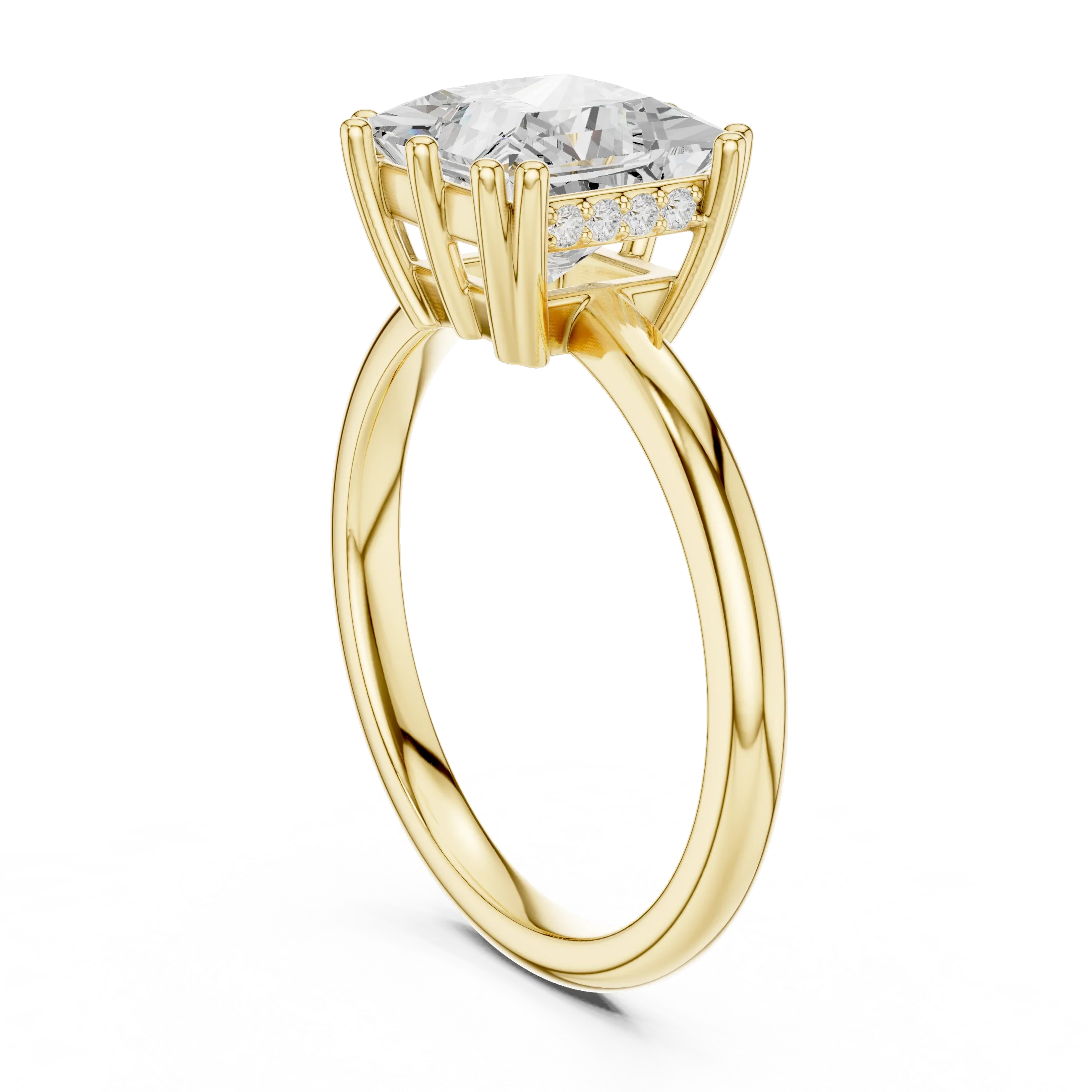 14K Yellow Gold 2.06 CTW Princess Cut Moissanite Hidden Halo Engagement Diamond Ring