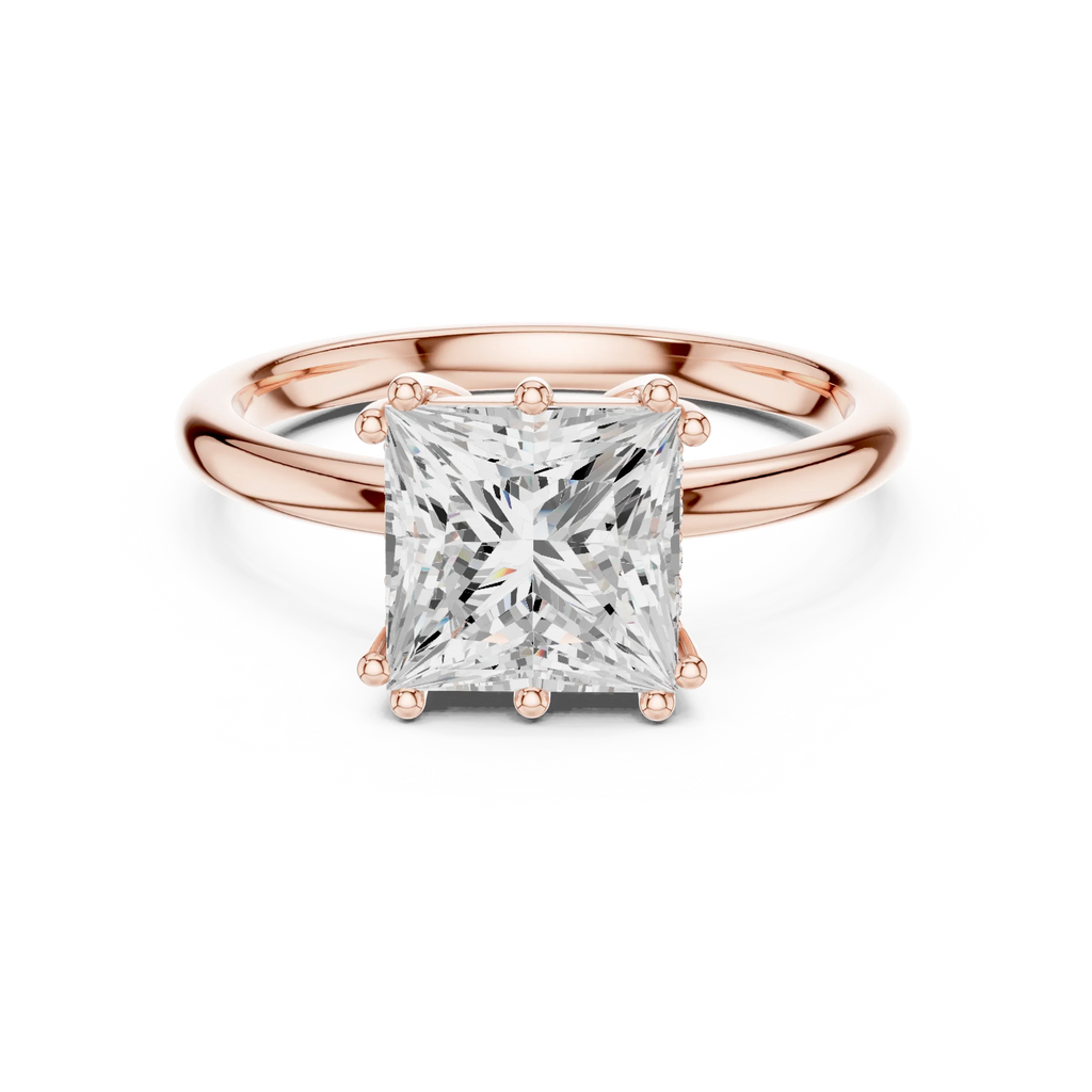 14K Yellow Gold 2.06 CTW Princess Cut Moissanite Hidden Halo Engagement Diamond Ring