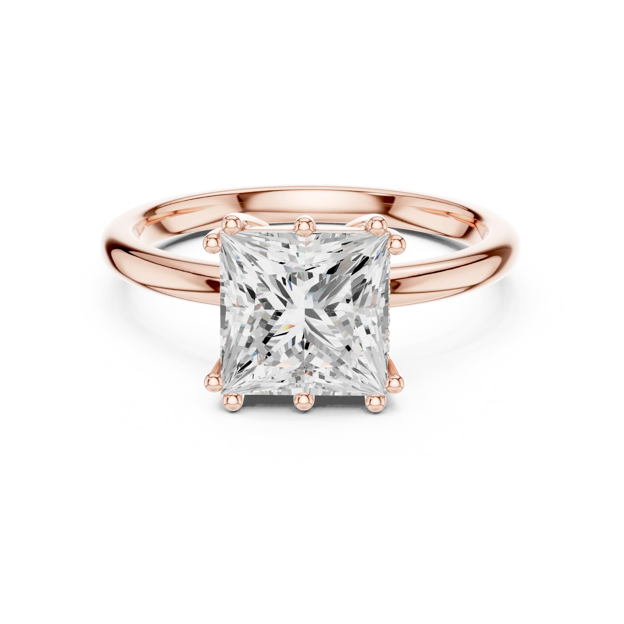 14K Yellow Gold 2.06 CTW Princess Cut Moissanite Hidden Halo Engagement Diamond Ring