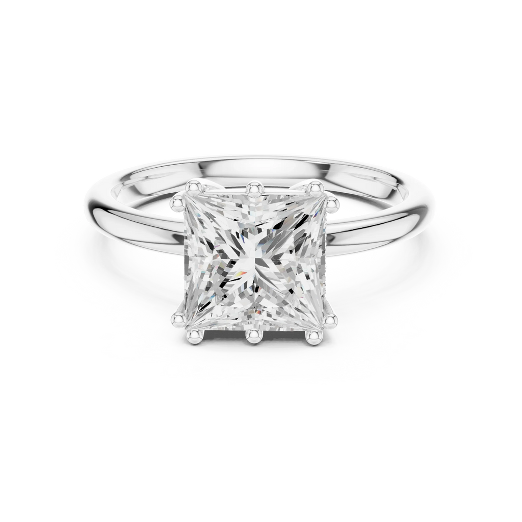 14K Yellow Gold 2.06 CTW Princess Cut Moissanite Hidden Halo Engagement Diamond Ring