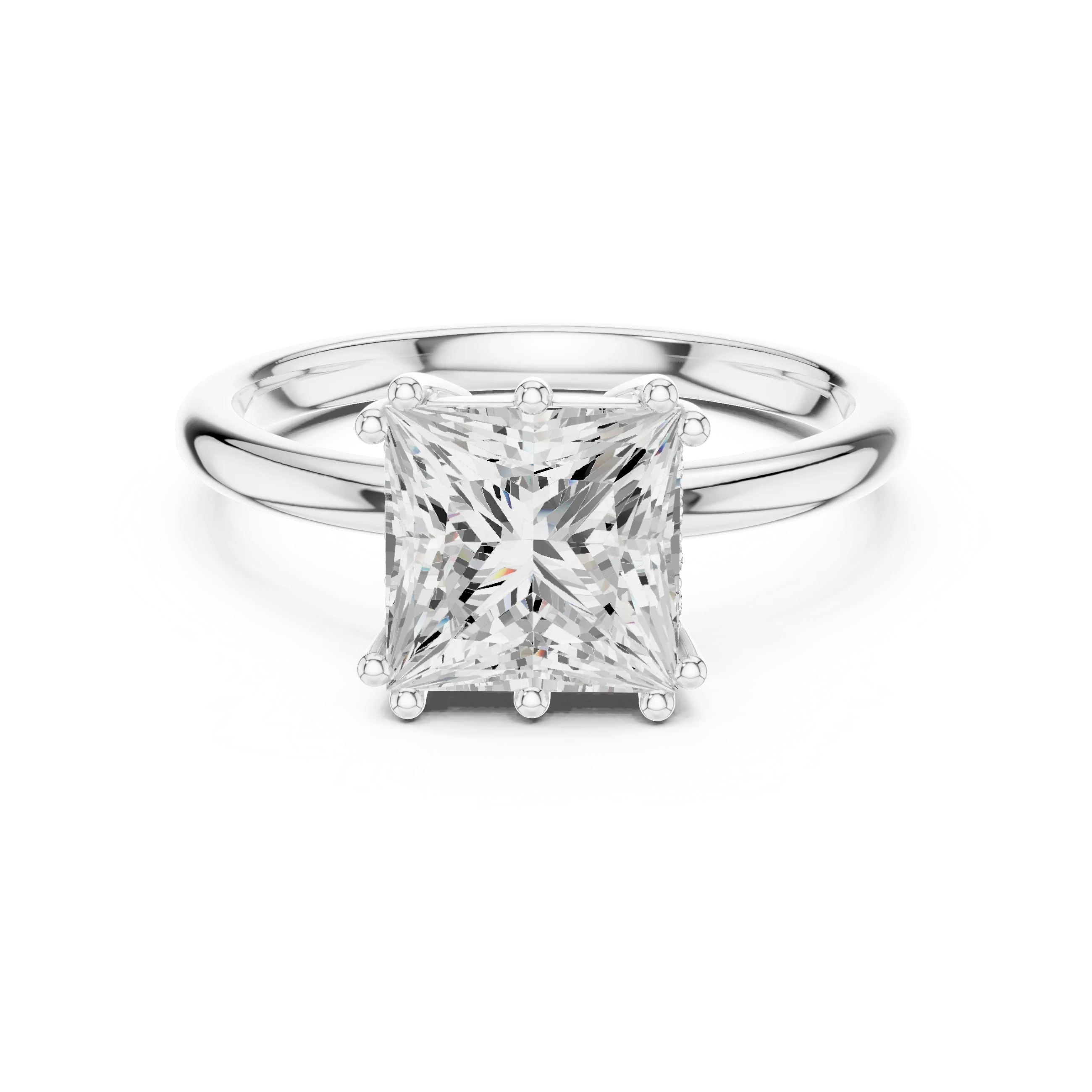 14K Yellow Gold 2.06 CTW Princess Cut Moissanite Hidden Halo Engagement Diamond Ring