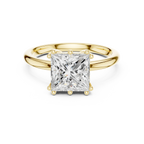 14K Yellow Gold 2.06 CTW Princess Cut Moissanite Hidden Halo Engagement Diamond Ring
