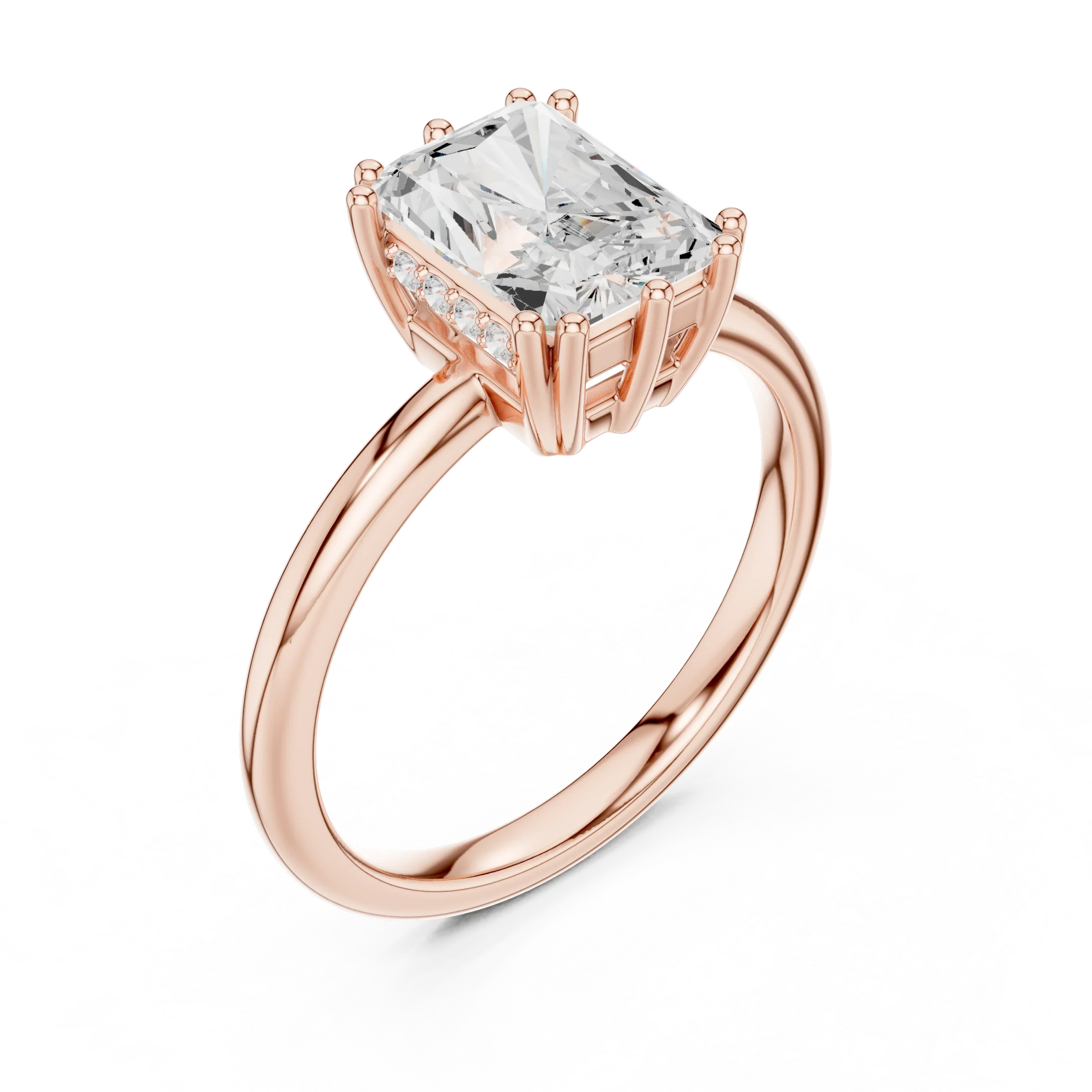 14K Yellow Gold 2.06 CTW Radiant Cut Moissanite Hidden Halo Engagement Diamond Ring