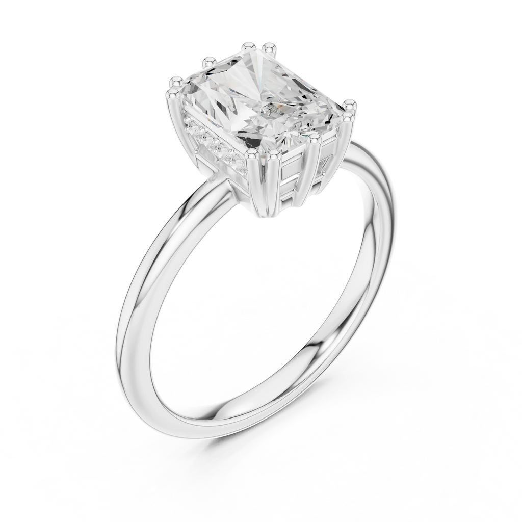 14K Yellow Gold 2.06 CTW Radiant Cut Moissanite Hidden Halo Engagement Diamond Ring