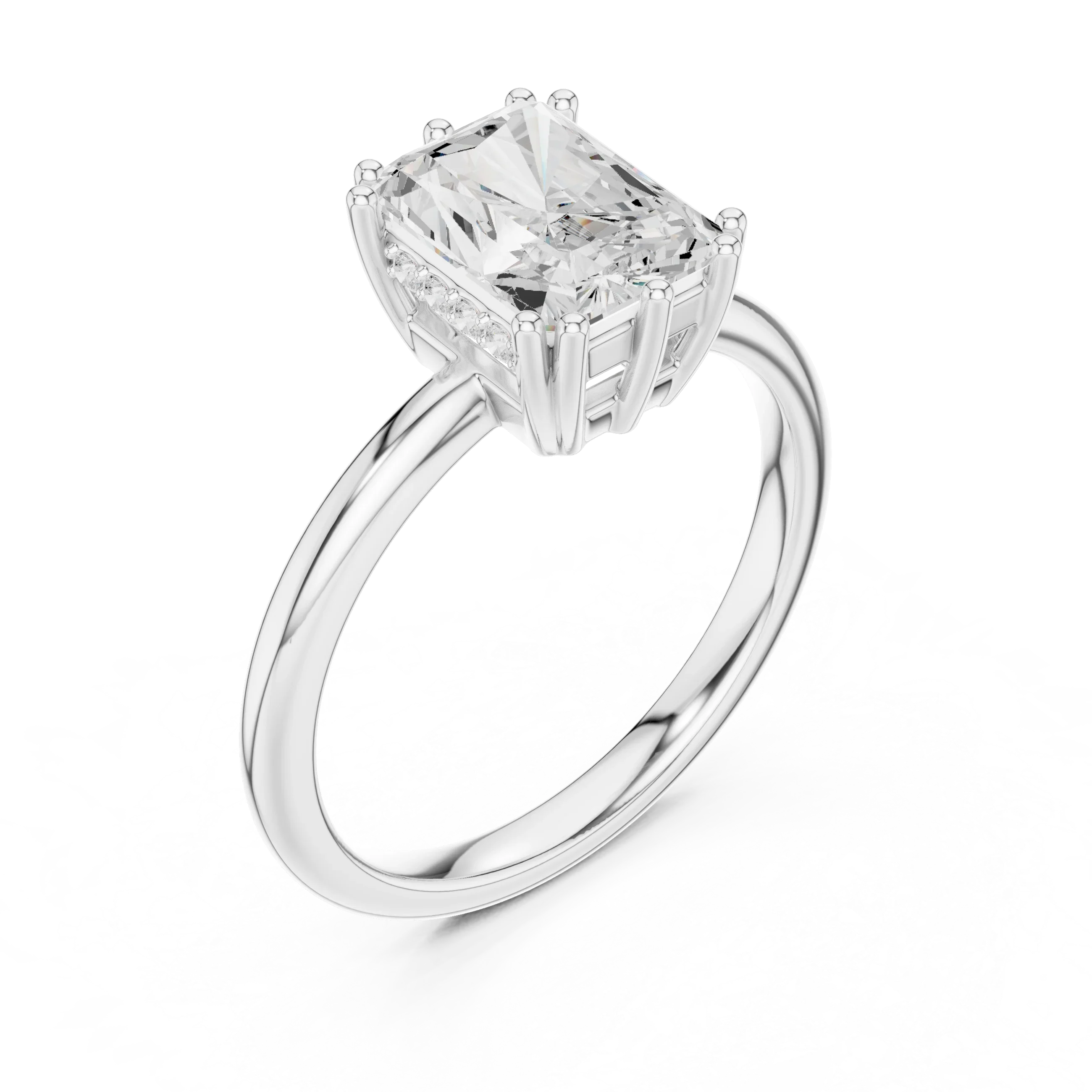 14K Yellow Gold 2.06 CTW Radiant Cut Moissanite Hidden Halo Engagement Diamond Ring
