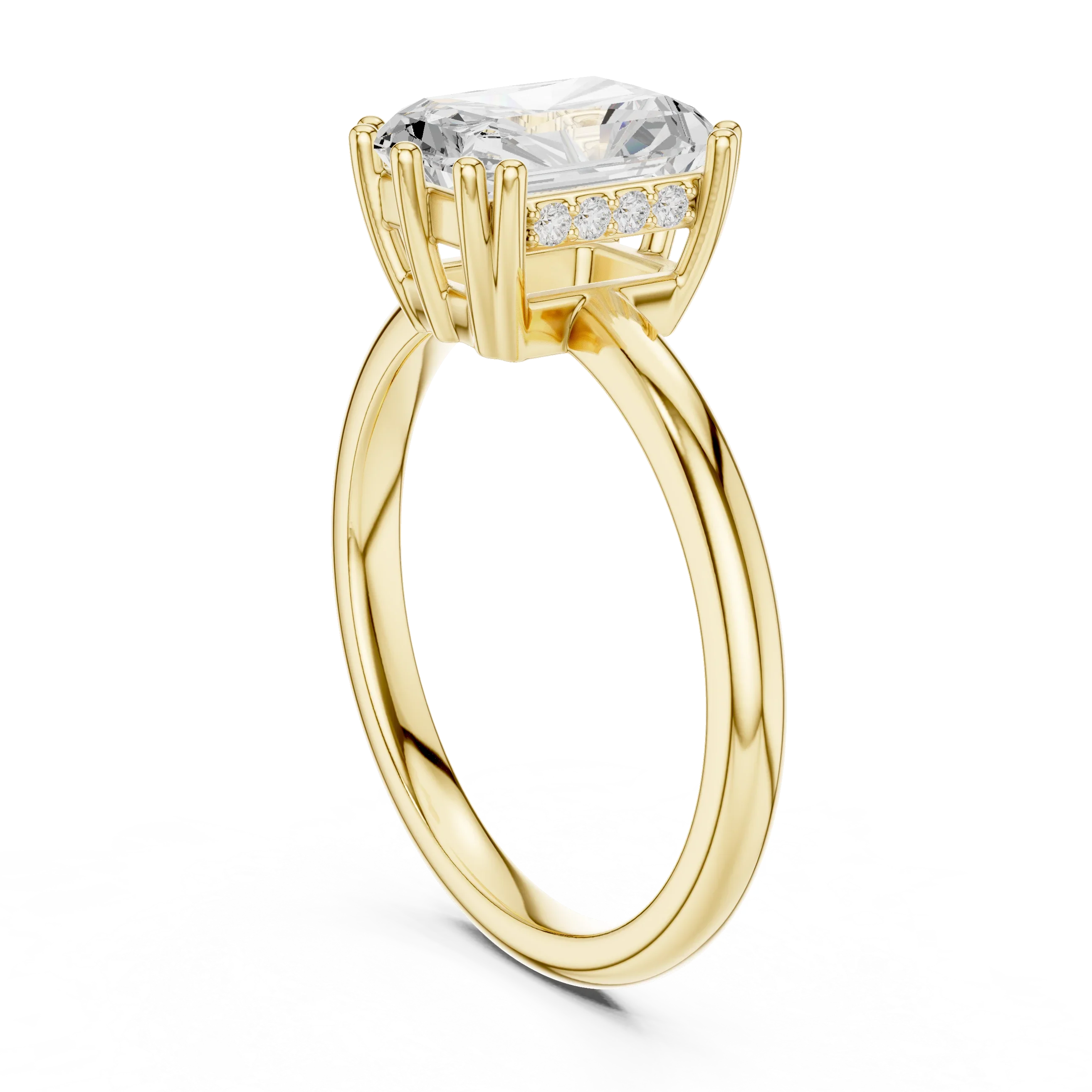 14K Yellow Gold 2.06 CTW Radiant Cut Moissanite Hidden Halo Engagement Diamond Ring