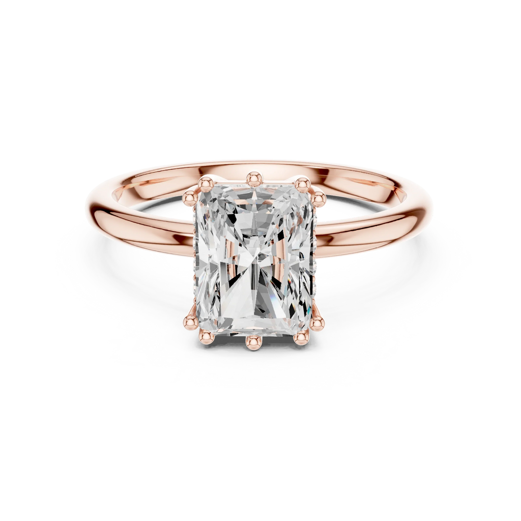 14K Yellow Gold 2.06 CTW Radiant Cut Moissanite Hidden Halo Engagement Diamond Ring