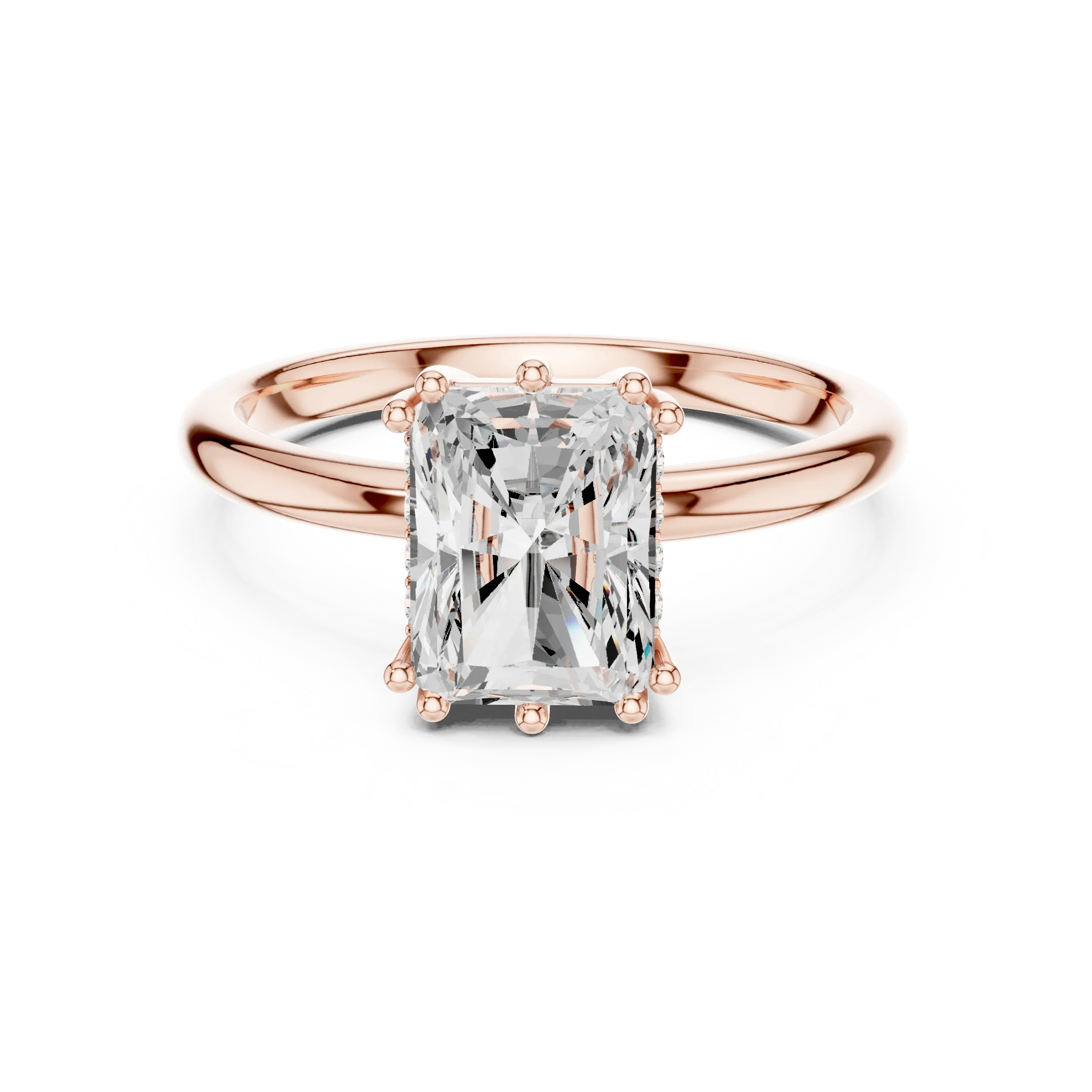 14K Yellow Gold 2.06 CTW Radiant Cut Moissanite Hidden Halo Engagement Diamond Ring