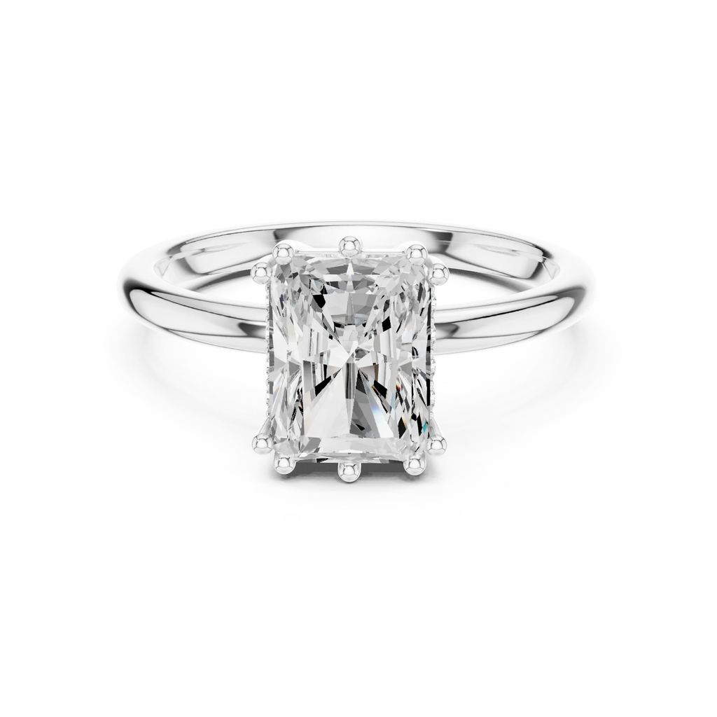 14K Yellow Gold 2.06 CTW Radiant Cut Moissanite Hidden Halo Engagement Diamond Ring
