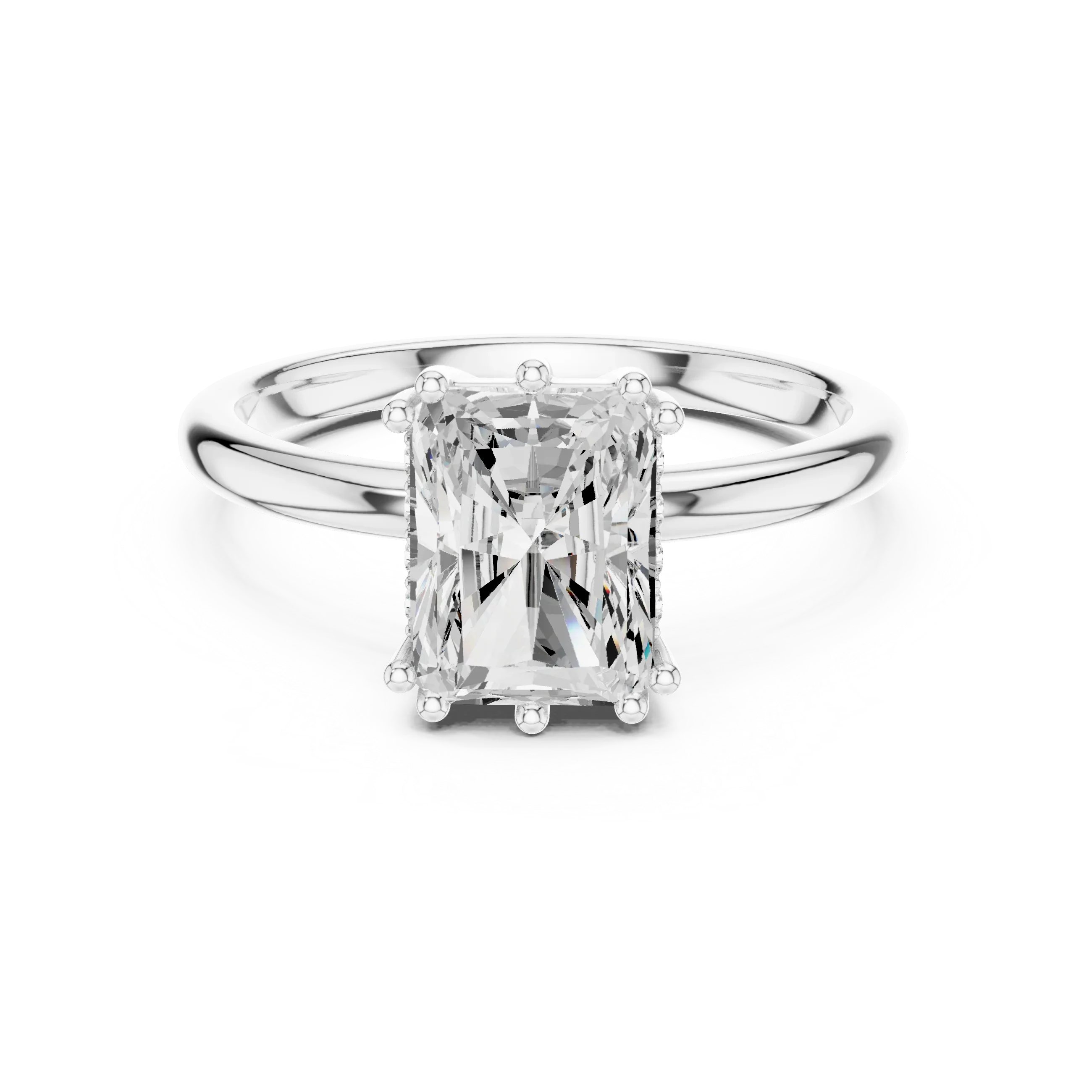 14K Yellow Gold 2.06 CTW Radiant Cut Moissanite Hidden Halo Engagement Diamond Ring