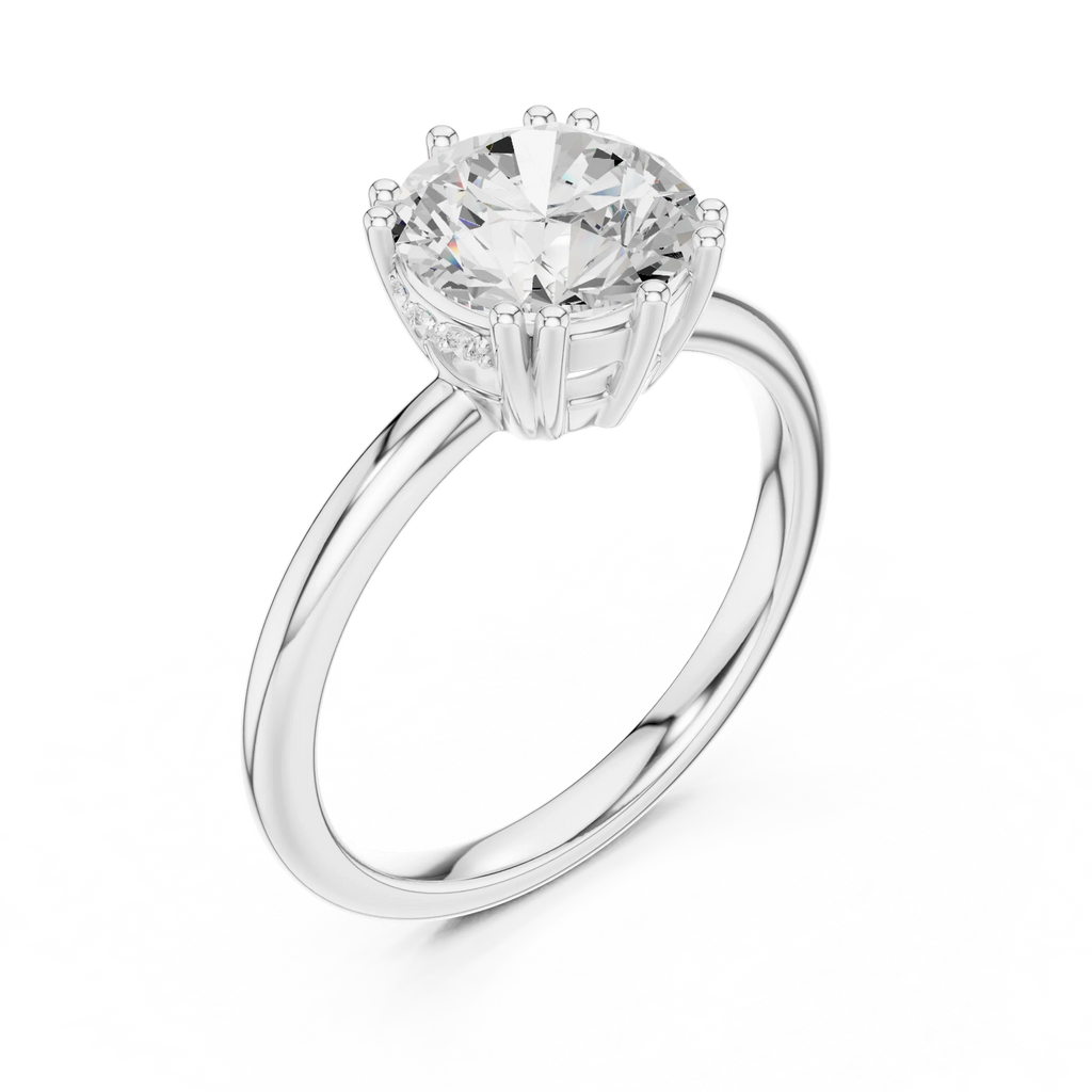 14K Yellow Gold 2.06 CTW Round Cut Moissanite Hidden Halo Engagement Diamond Ring
