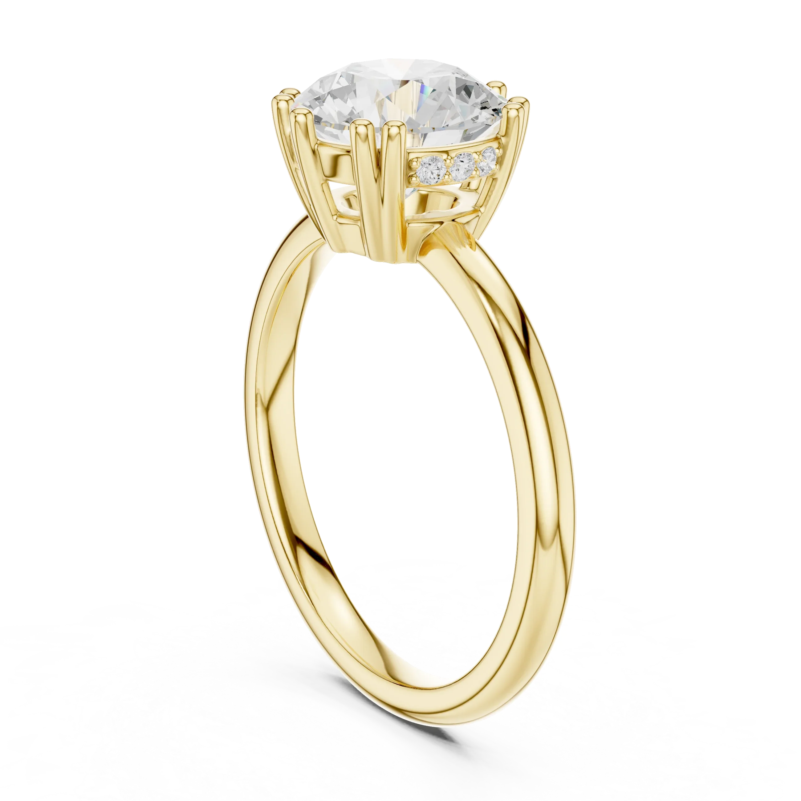 14K Yellow Gold 2.06 CTW Round Cut Moissanite Hidden Halo Engagement Diamond Ring