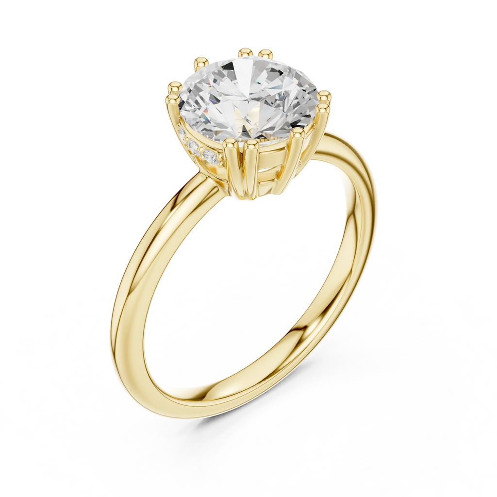 14K Yellow Gold 2.06 CTW Round Cut Moissanite Hidden Halo Engagement Diamond Ring