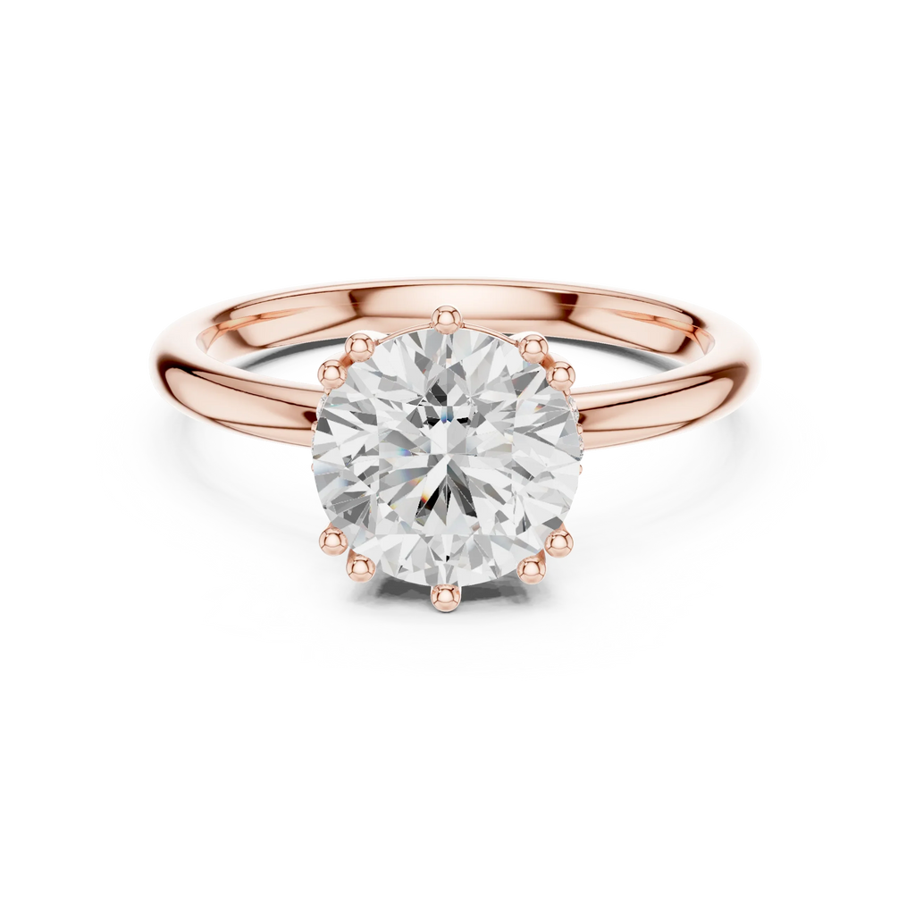 14K Yellow Gold 2.06 CTW Round Cut Moissanite Hidden Halo Engagement Diamond Ring