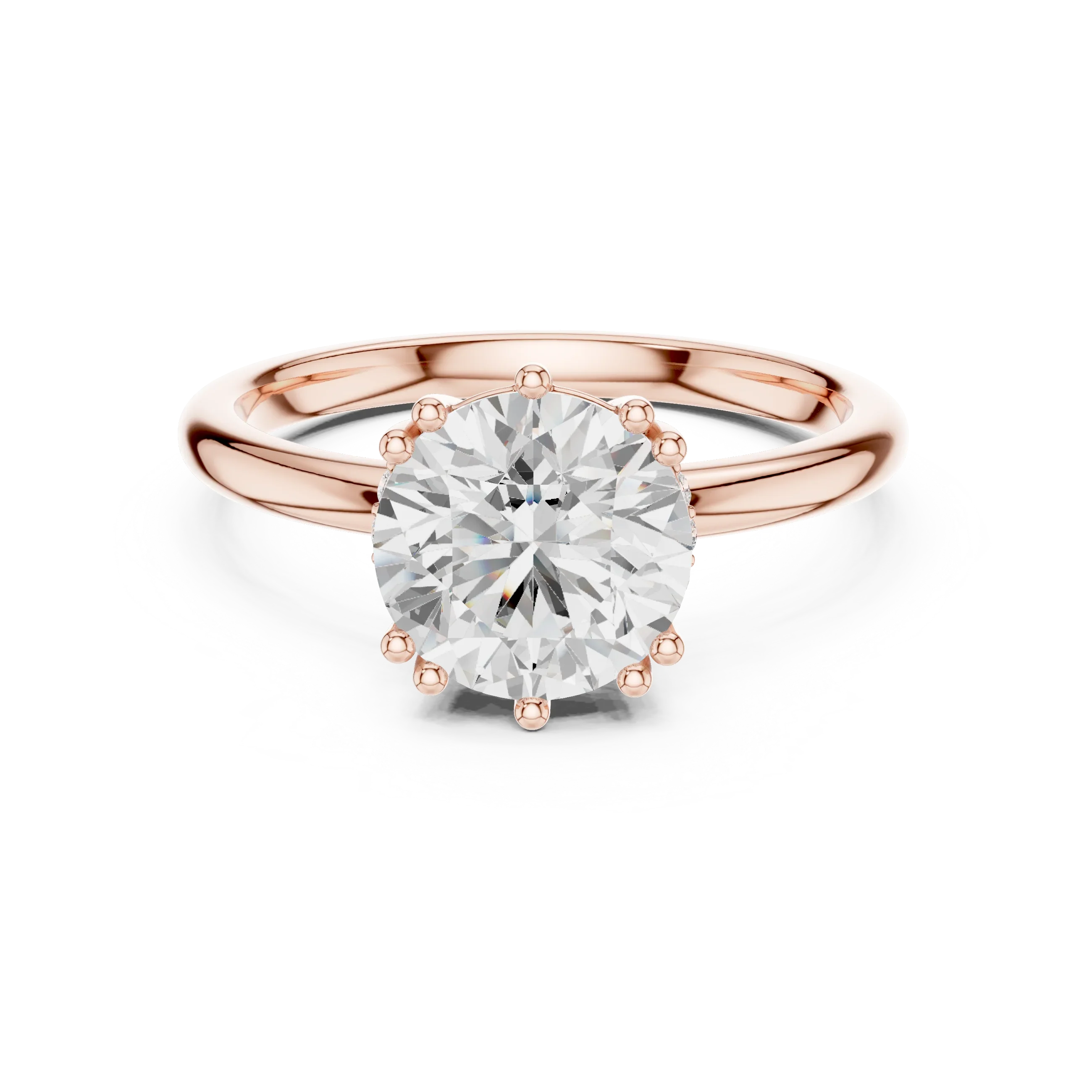 14K Yellow Gold 2.06 CTW Round Cut Moissanite Hidden Halo Engagement Diamond Ring