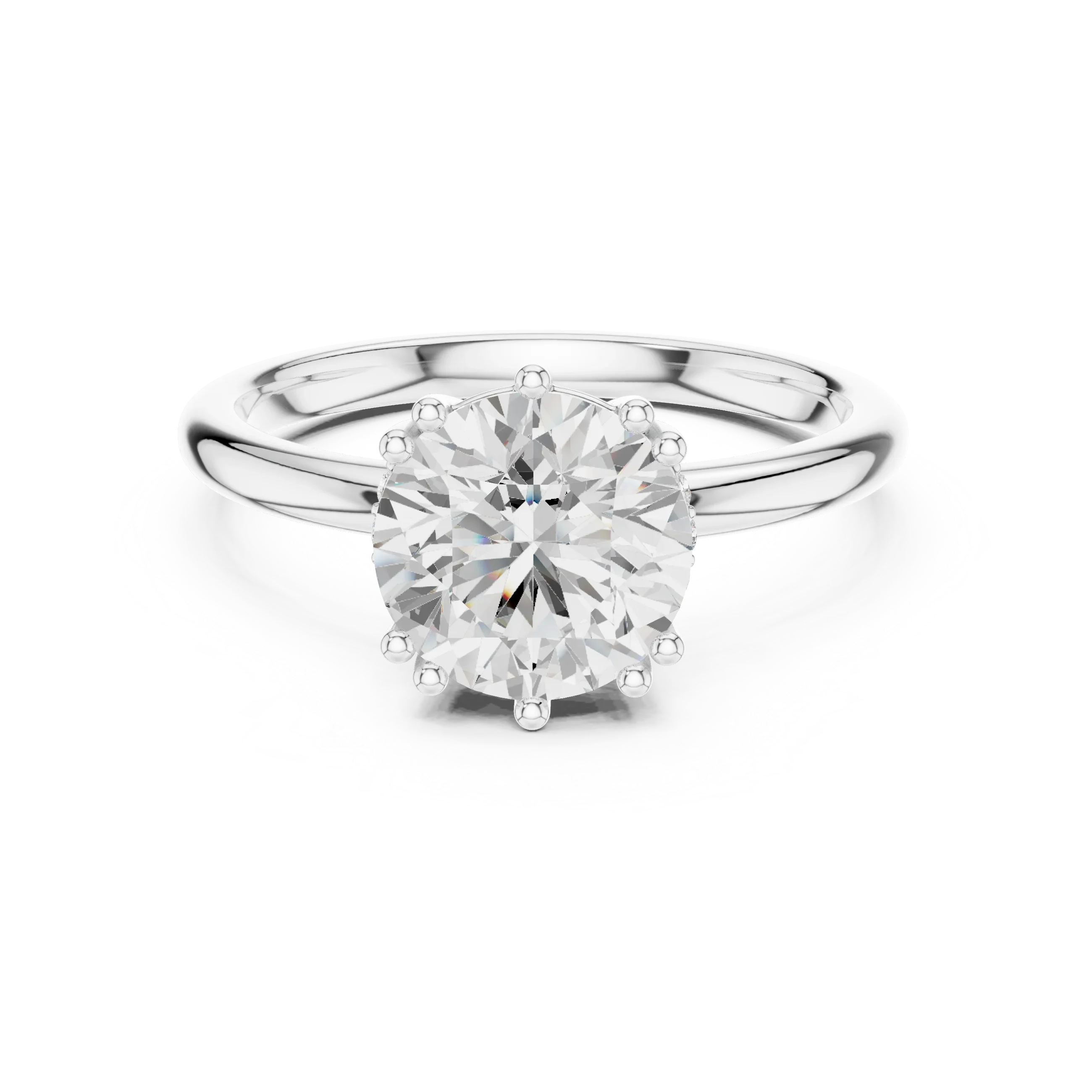 14K Yellow Gold 2.06 CTW Round Cut Moissanite Hidden Halo Engagement Diamond Ring