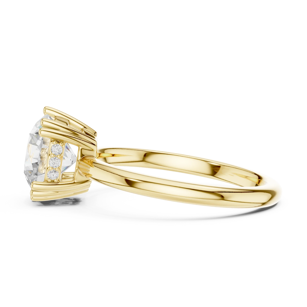 14K Yellow Gold 2.06 CTW Round Cut Moissanite Hidden Halo Engagement Diamond Ring