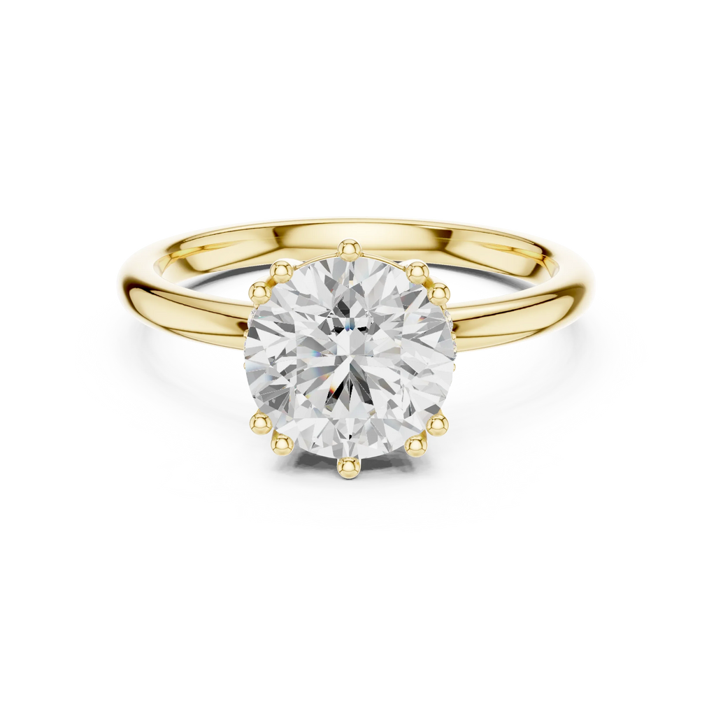 14K Yellow Gold 2.06 CTW Round Cut Moissanite Hidden Halo Engagement Diamond Ring