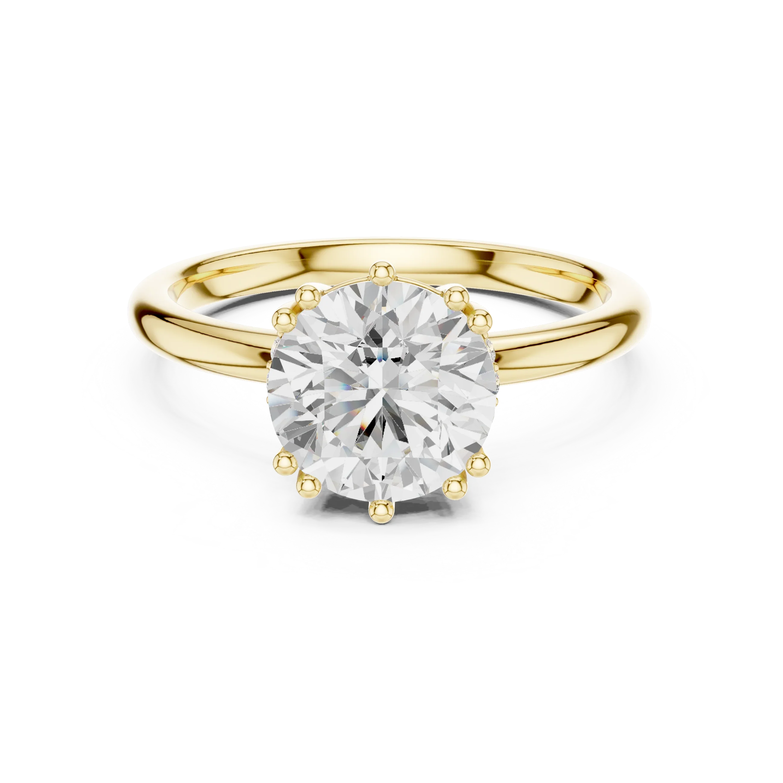 14K Yellow Gold 2.06 CTW Round Cut Moissanite Hidden Halo Engagement Diamond Ring