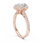 2.50 CTW Classic Pavé Halo Oval Cut Moissanite Engagement Diamond Ring with 14K White Gold