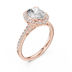 2.50 CTW Classic Pavé Halo Oval Cut Moissanite Engagement Diamond Ring with 14K White Gold