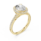 2.50 CTW Classic Pavé Halo Oval Cut Moissanite Engagement Diamond Ring with 14K White Gold