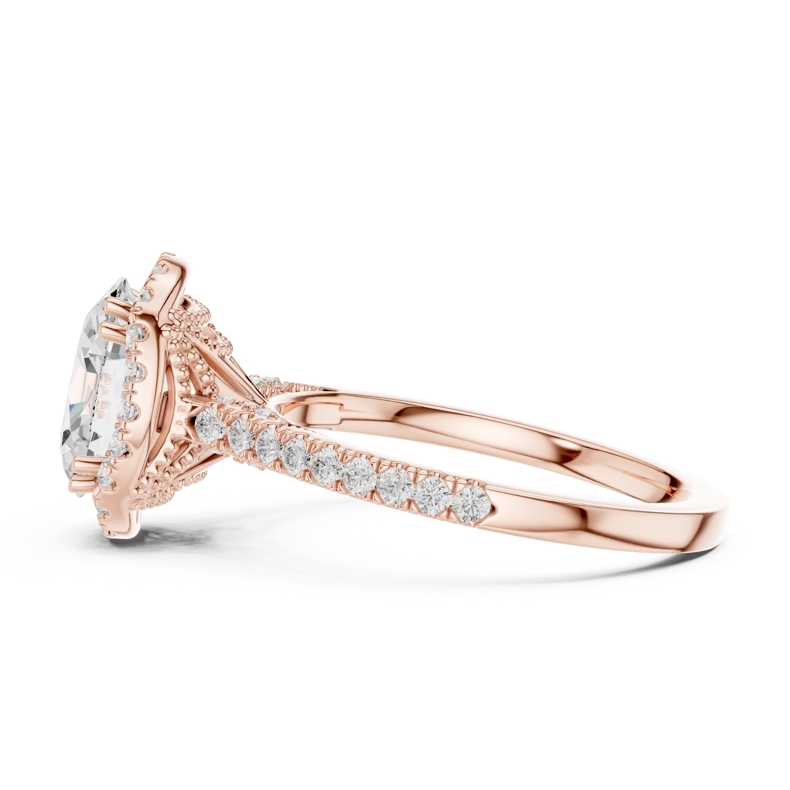 2.50 CTW Classic Pavé Halo Oval Cut Moissanite Engagement Diamond Ring with 14K White Gold
