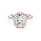 2.50 CTW Classic Pavé Halo Oval Cut Moissanite Engagement Diamond Ring with 14K White Gold