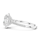 2.50 CTW Classic Pavé Halo Oval Cut Moissanite Engagement Diamond Ring with 14K White Gold