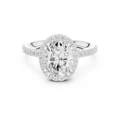 2.50 CTW Classic Pavé Halo Oval Cut Moissanite Engagement Diamond Ring with 14K White Gold