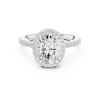 2.50 CTW Classic Pavé Halo Oval Cut Moissanite Engagement Diamond Ring with 14K White Gold