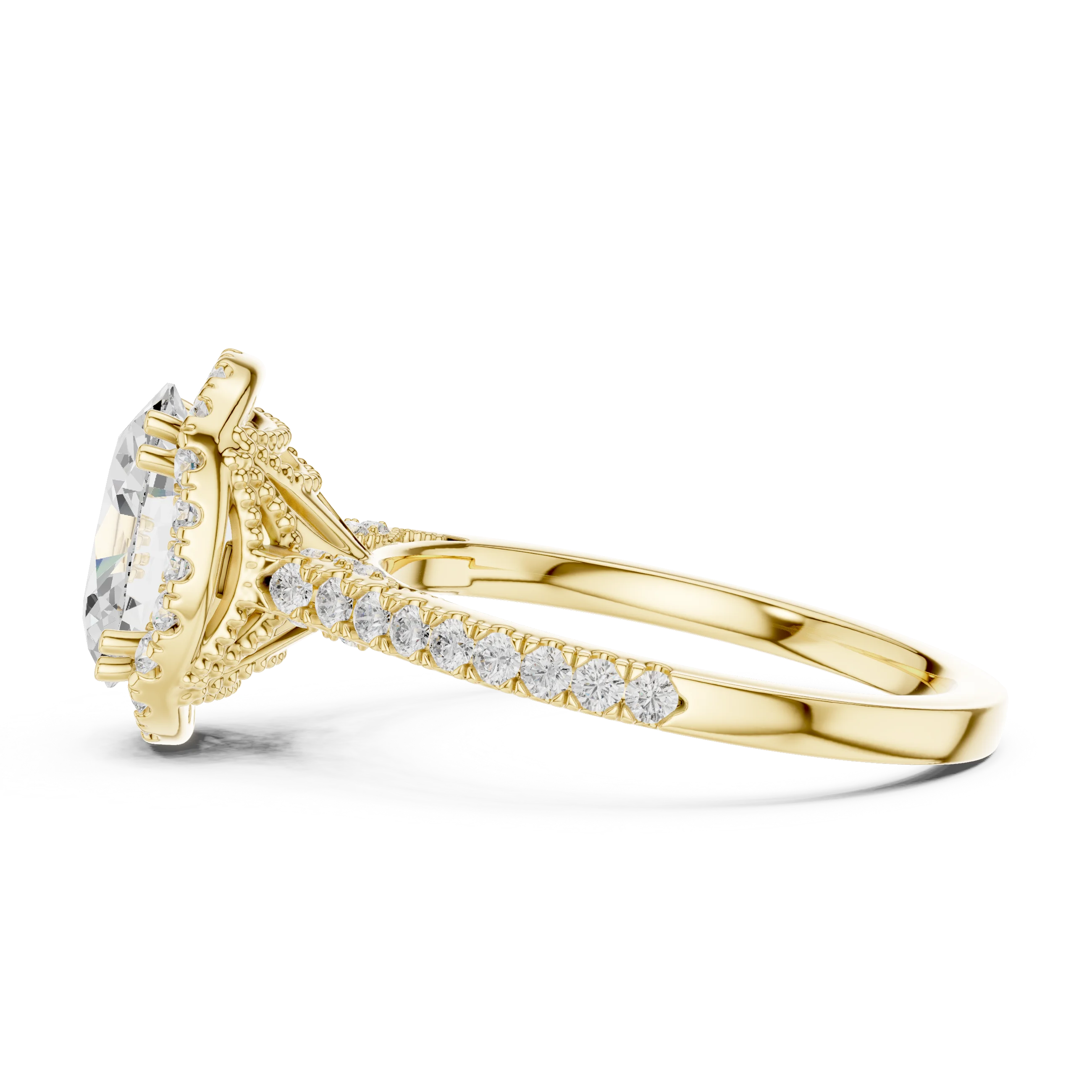 2.50 CTW Classic Pavé Halo Oval Cut Moissanite Engagement Diamond Ring with 14K White Gold