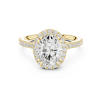 2.50 CTW Classic Pavé Halo Oval Cut Moissanite Engagement Diamond Ring with 14K White Gold