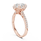 2.50 CTW Classic Pavé Halo Pear Cut Moissanite Engagement Diamond Ring with 14K White Gold