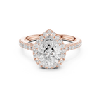 2.50 CTW Classic Pavé Halo Pear Cut Moissanite Engagement Diamond Ring with 14K White Gold