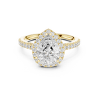 2.50 CTW Classic Pavé Halo Pear Cut Moissanite Engagement Diamond Ring with 14K White Gold