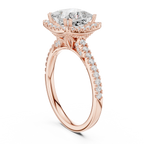 2.50 CTW Classic Pavé Halo Princess Cut Moissanite Engagement Diamond Ring with 14K White Gold