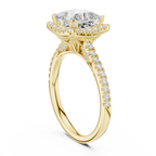 2.50 CTW Classic Pavé Halo Princess Cut Moissanite Engagement Diamond Ring with 14K White Gold