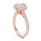 2.50 CTW Classic Pavé Halo Round Moissanite Engagement Diamond Ring with 14K White Gold